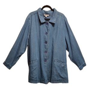 Woman Within Denim Swing Coat Jacket Sz 26-28 (3X-4X)